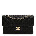 Lambskin Quilted Small Double Flap Black