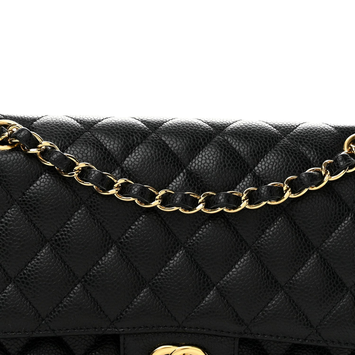 Caviar Quilted Medium Double Flap Black