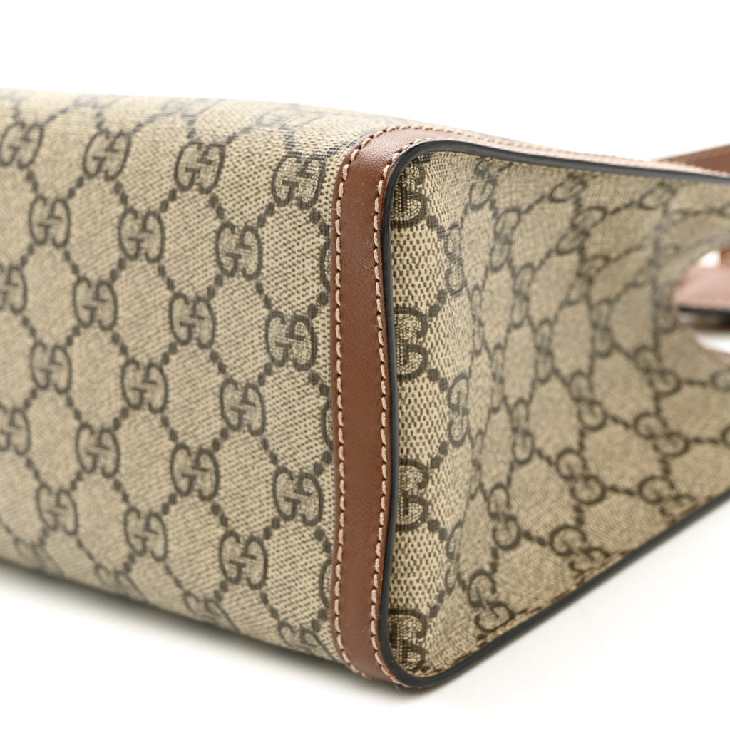 GG Supreme Monogram Calfskin Small Padlock Tote Beige Ebony Tuscany