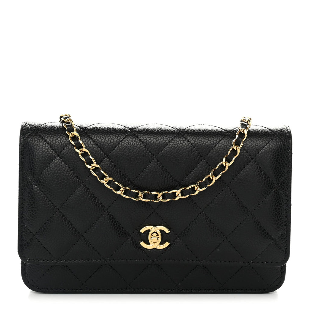 Caviar Quilted CC Turnlock Wallet On Chain WOC Black
