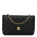 Caviar Quilted CC Turnlock Wallet On Chain WOC Black