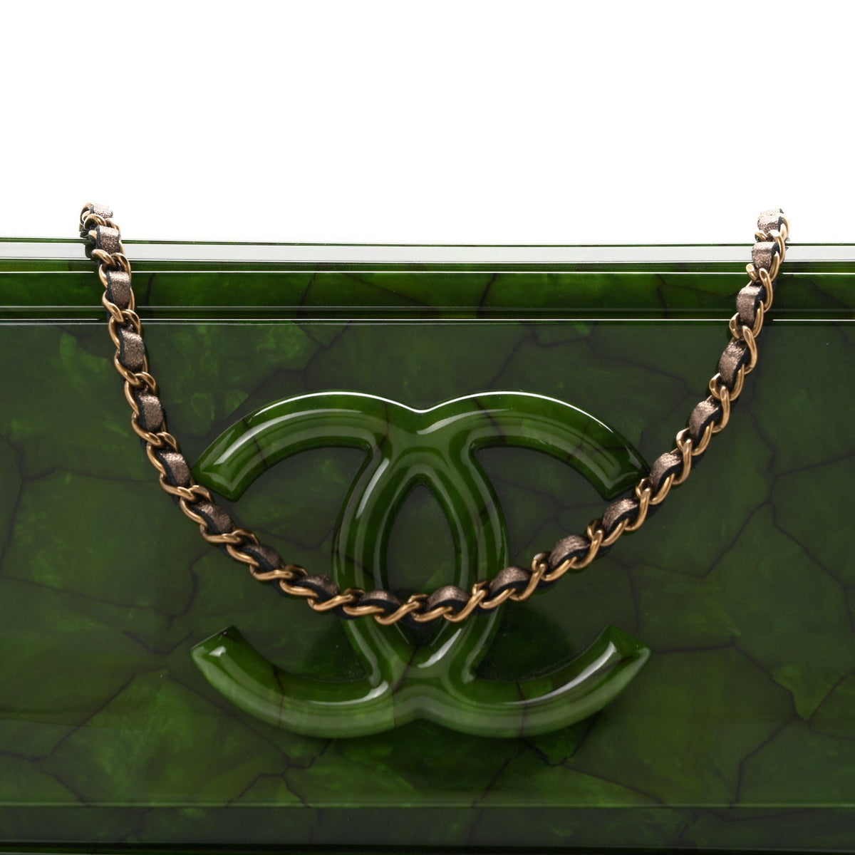 Plexiglass Jade Paris Shanghai CC Clutch Green