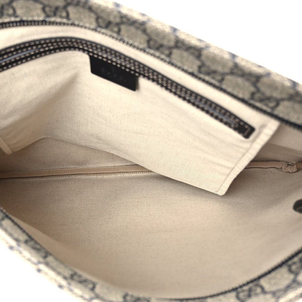 GG Plus Monogram Large Flat Messenger Bag Beige Blue