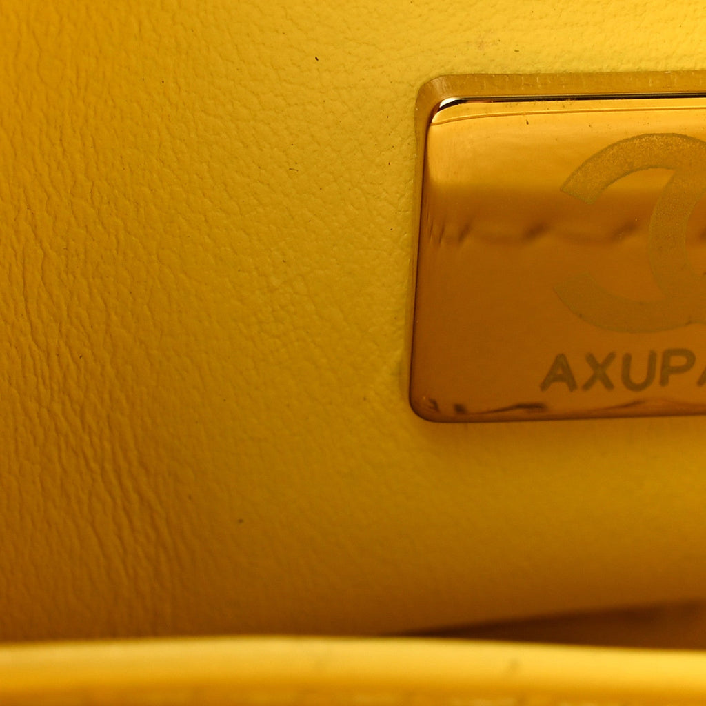 Pearly Lambskin Pearl Quilted Mini Flap Yellow