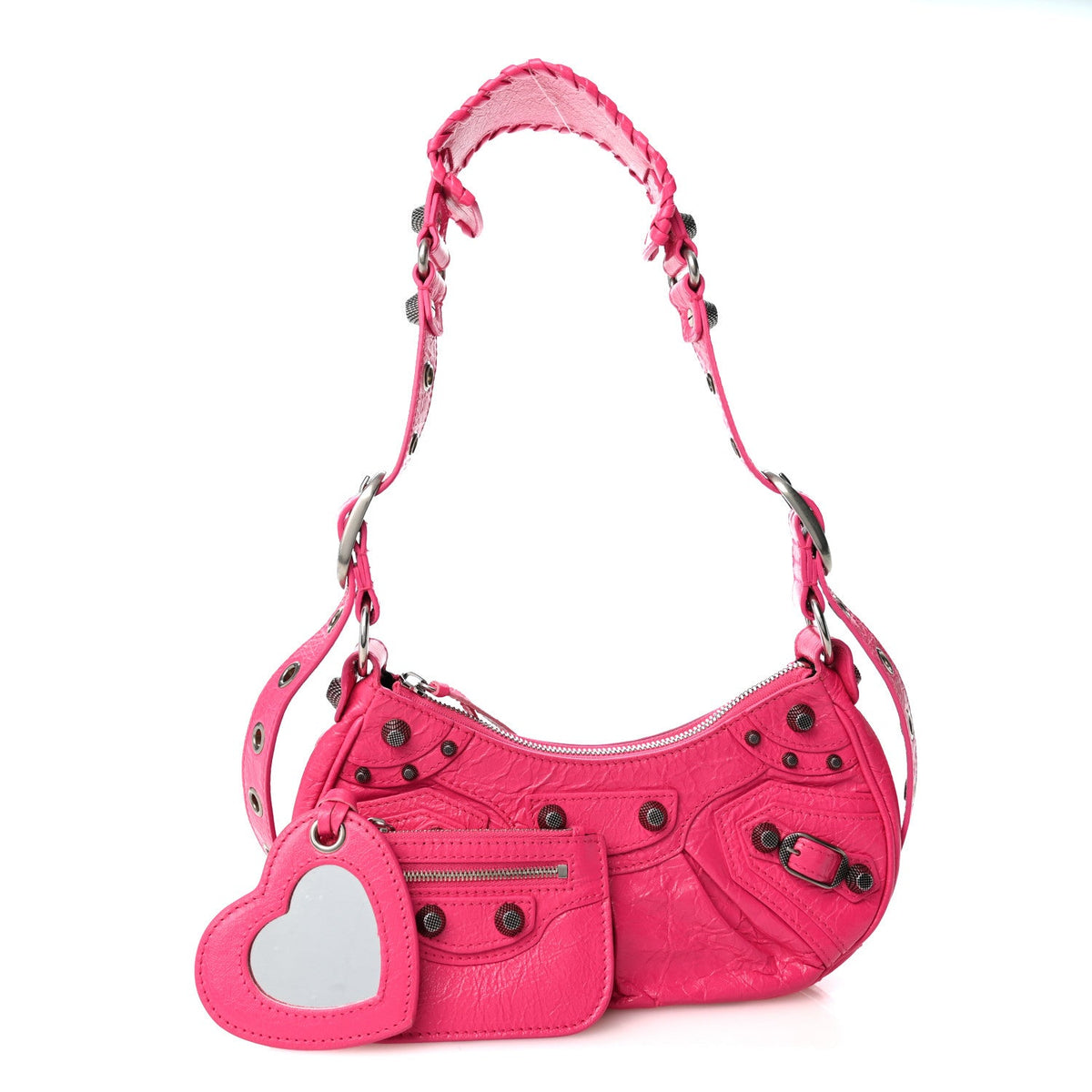 Agneau Arena Le Cagole Shoulder Bag XS Violet Fuxia
