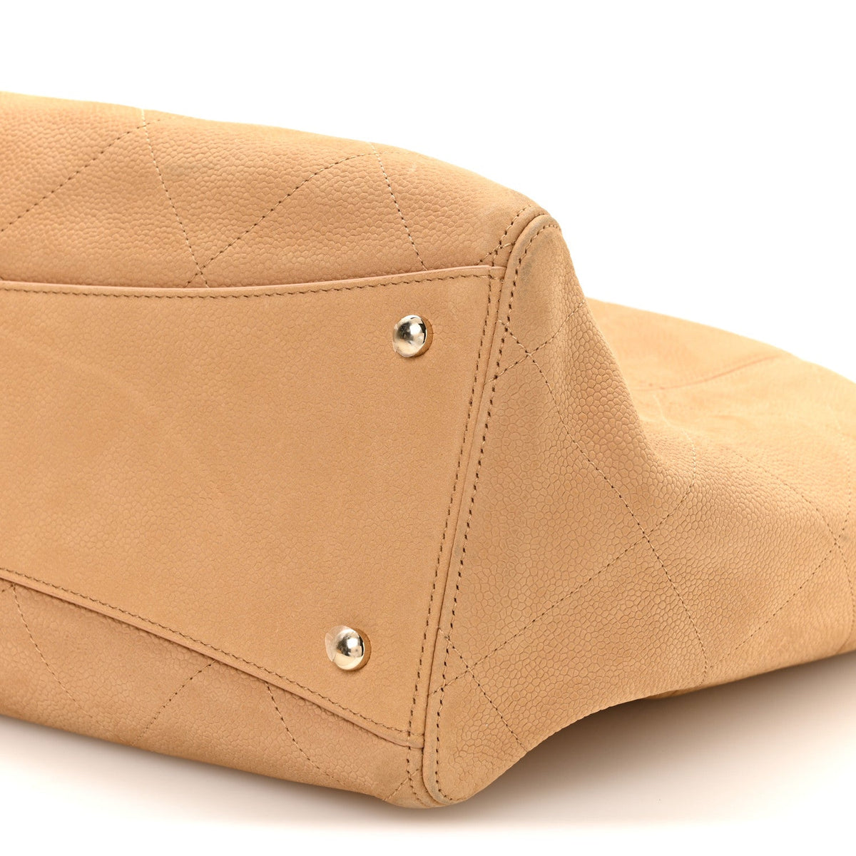 Nubuck Caviar Quilted Maxi Shopping Bag Beige