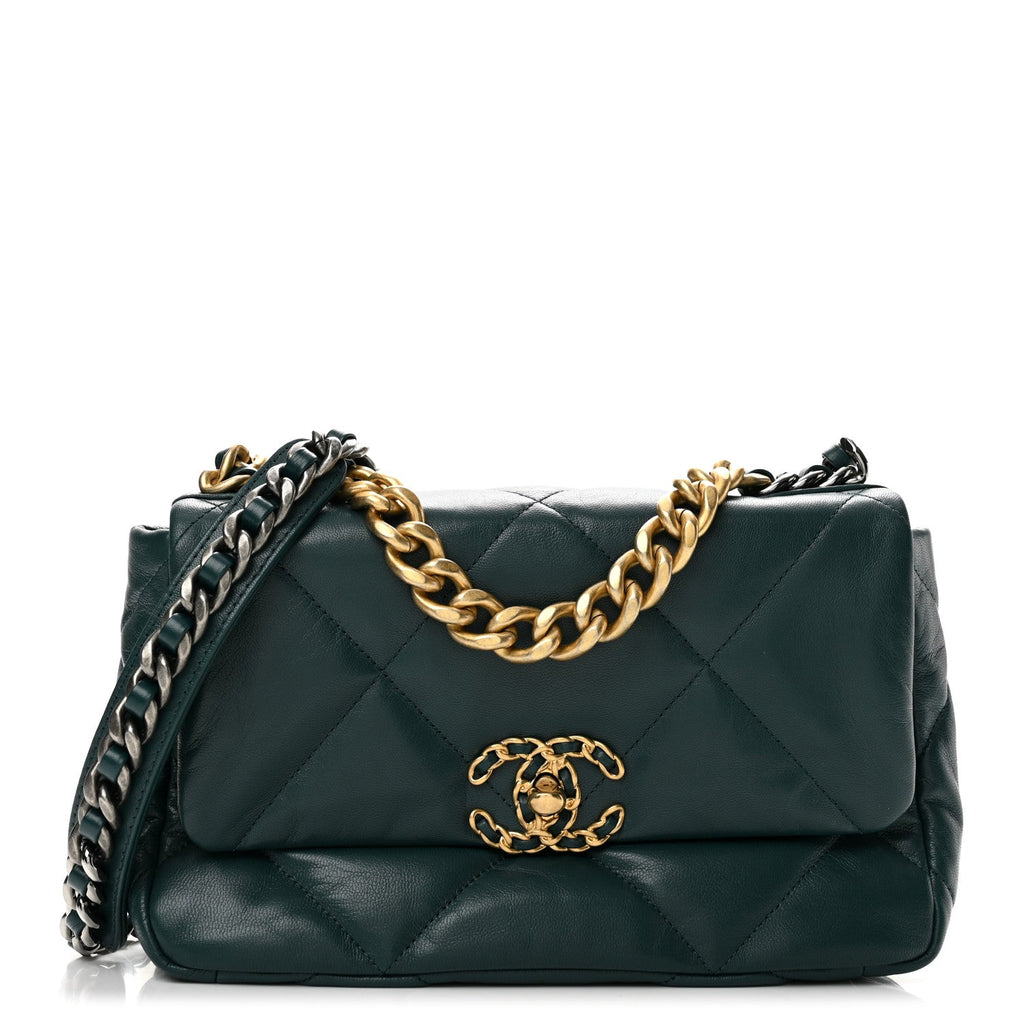 Goatskin Quilted Medium Chanel 19 Flap Dark Blue