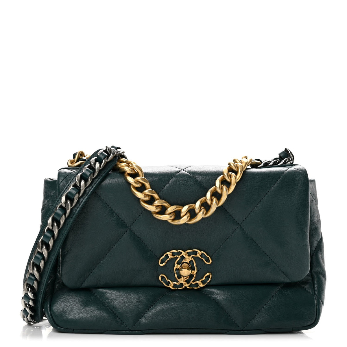 Goatskin Quilted Medium Chanel 19 Flap Dark Blue