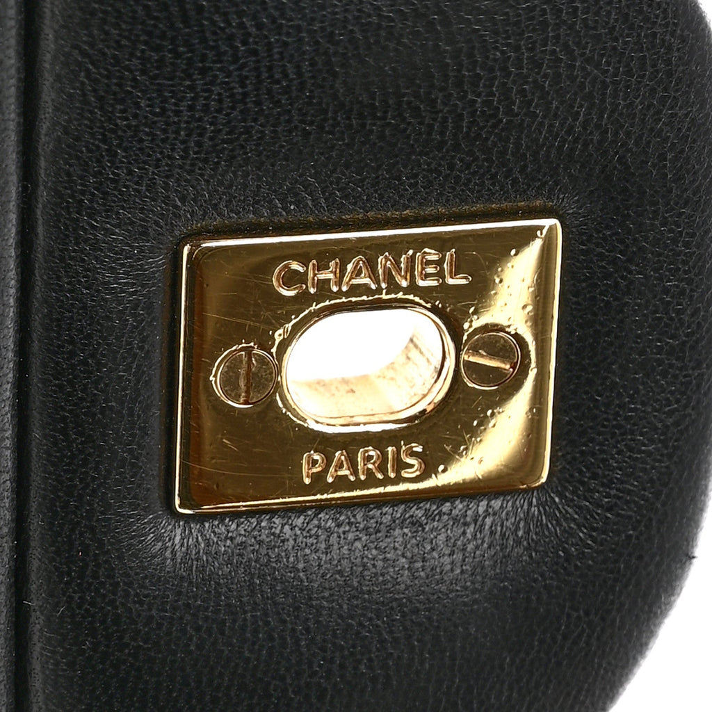 Lambskin Quilted Jumbo Double Flap Black