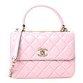 Lambskin Quilted Small Trendy CC Flap Dual Handle Bag Light Pink
