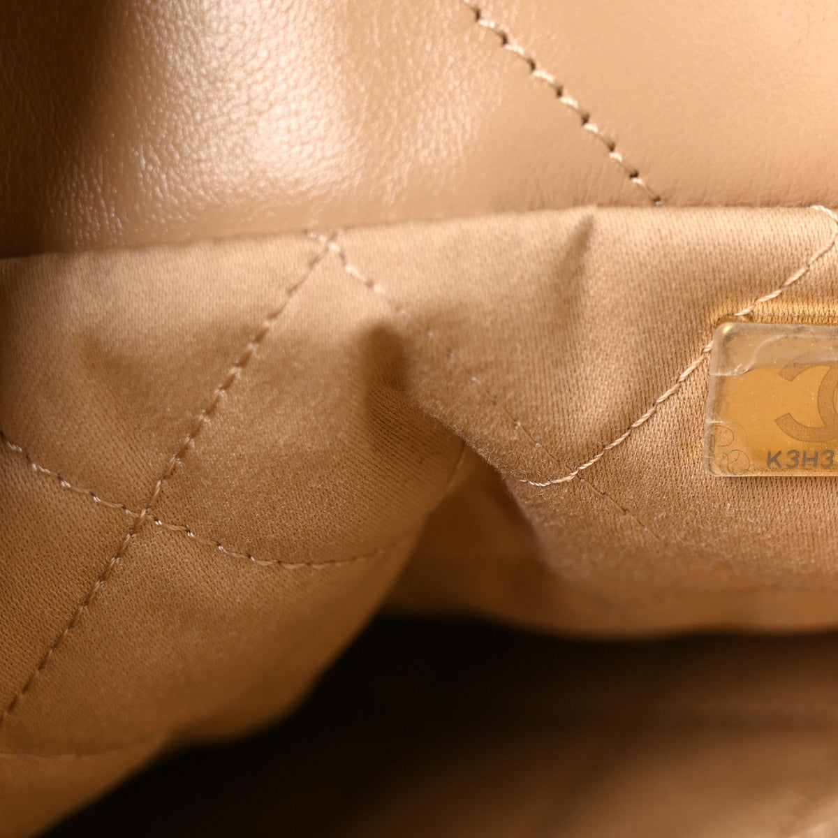 Shiny Calfskin Quilted Small Chanel 22 Beige