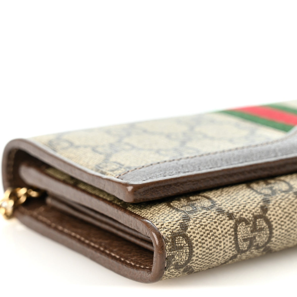 GG Supreme Monogram Web Ophidia Wallet On Chain Brown