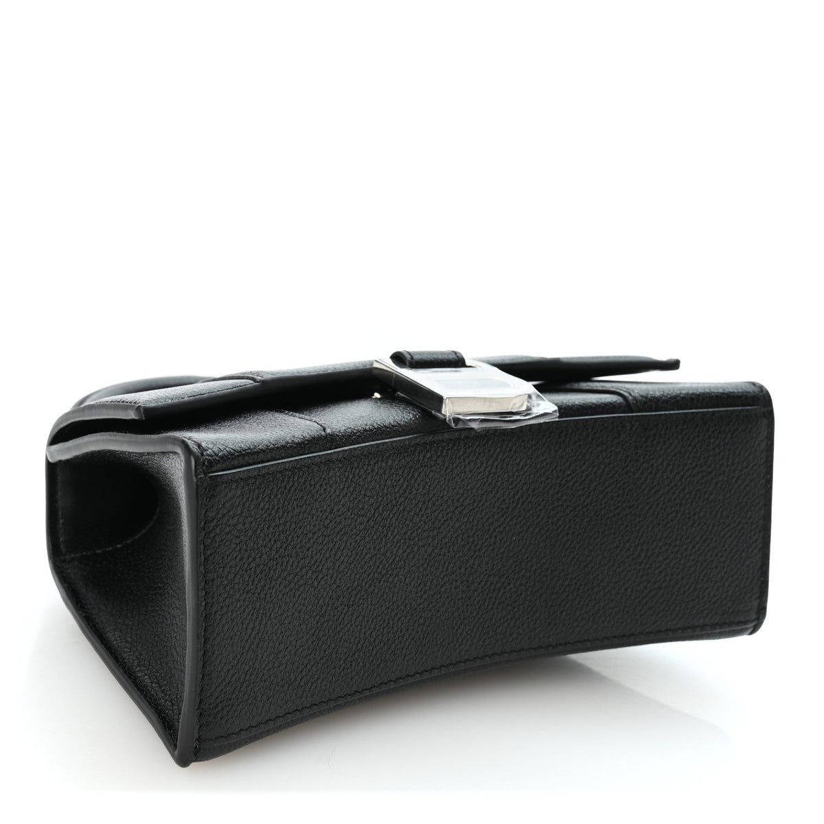 Grained Calfskin Hourglass Top Handle Bag XS Black