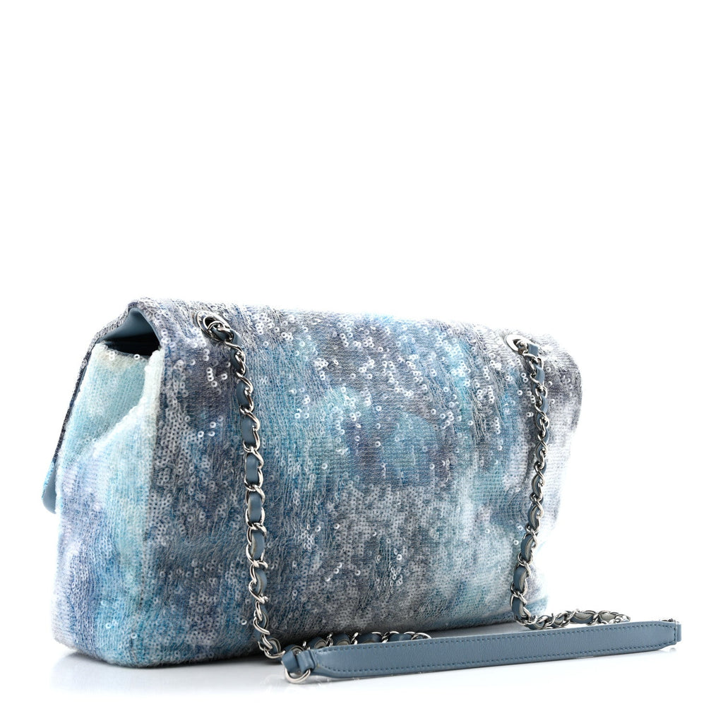 Sequin Large Waterfall Flap Light Blue