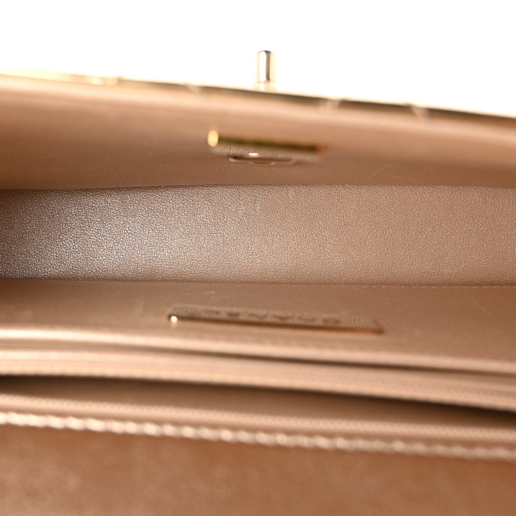 Mirror Calfskin Metallic Calfskin Medium Hollywood Boulevard Flap With Star Coin Purse Light Gold