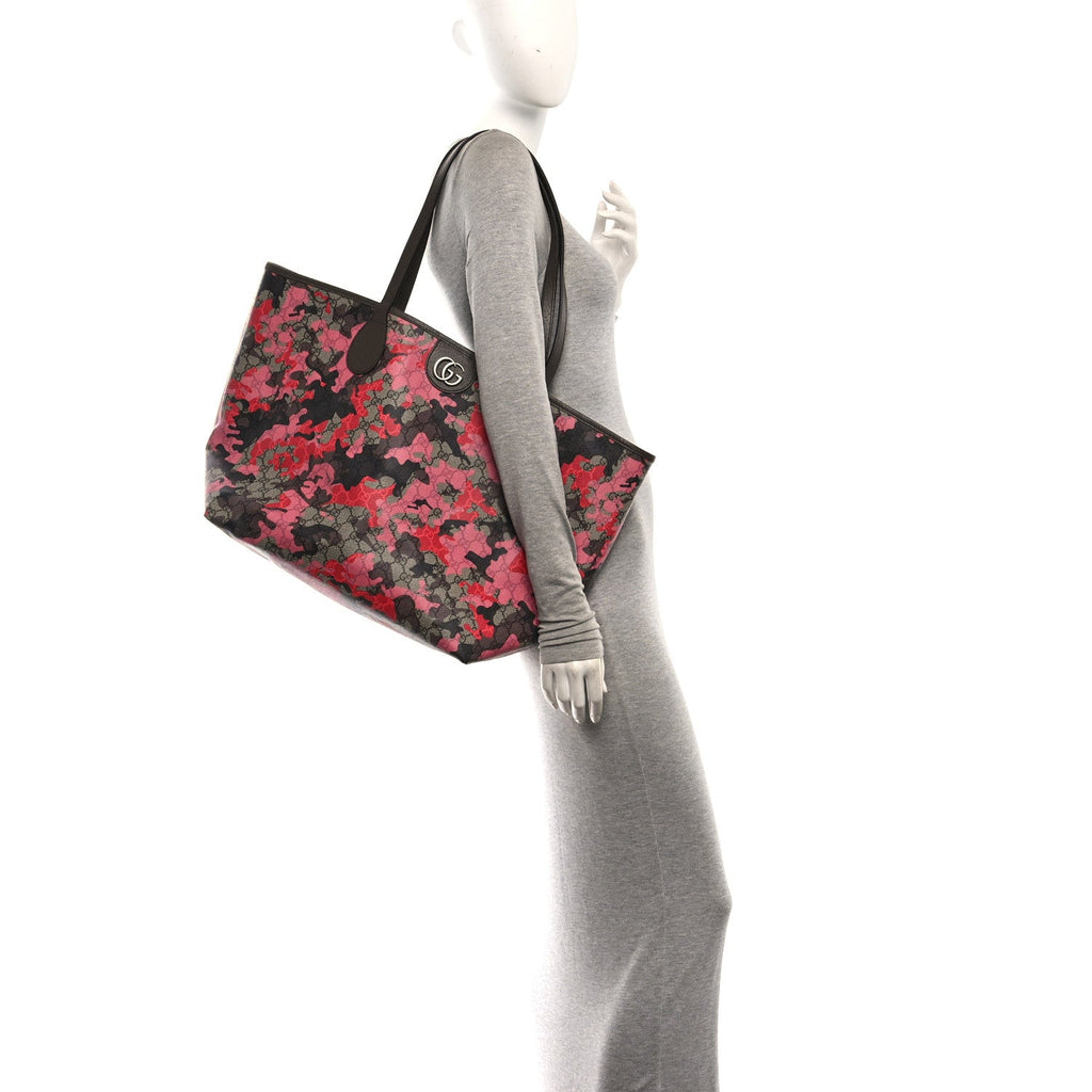 GG Supreme Monogram Camouflage Tote  Pink Red