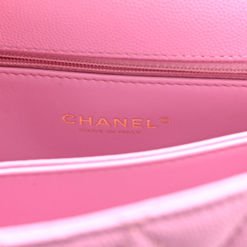 Caviar Quilted Mini Coco Chain Handle Flap Pink