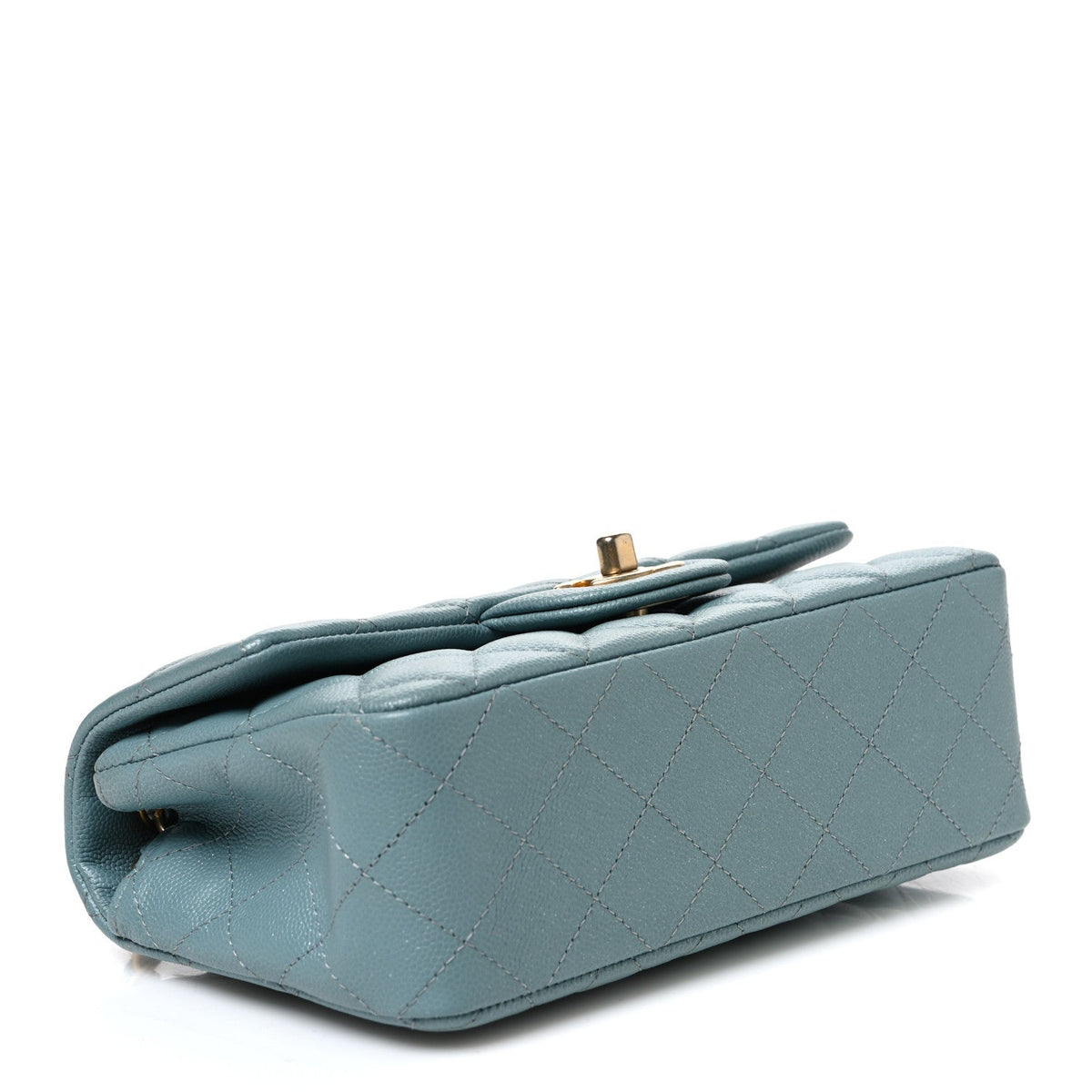 Caviar Quilted Mini Rectangular Flap Blue