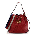 Calfskin Matelasse Sylvie Web GG Marmont Bucket Bag Hibiscus Red