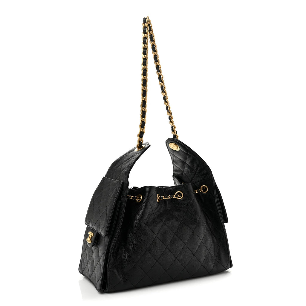 Caviar Quilted Small Chanel 25 Handbag Black