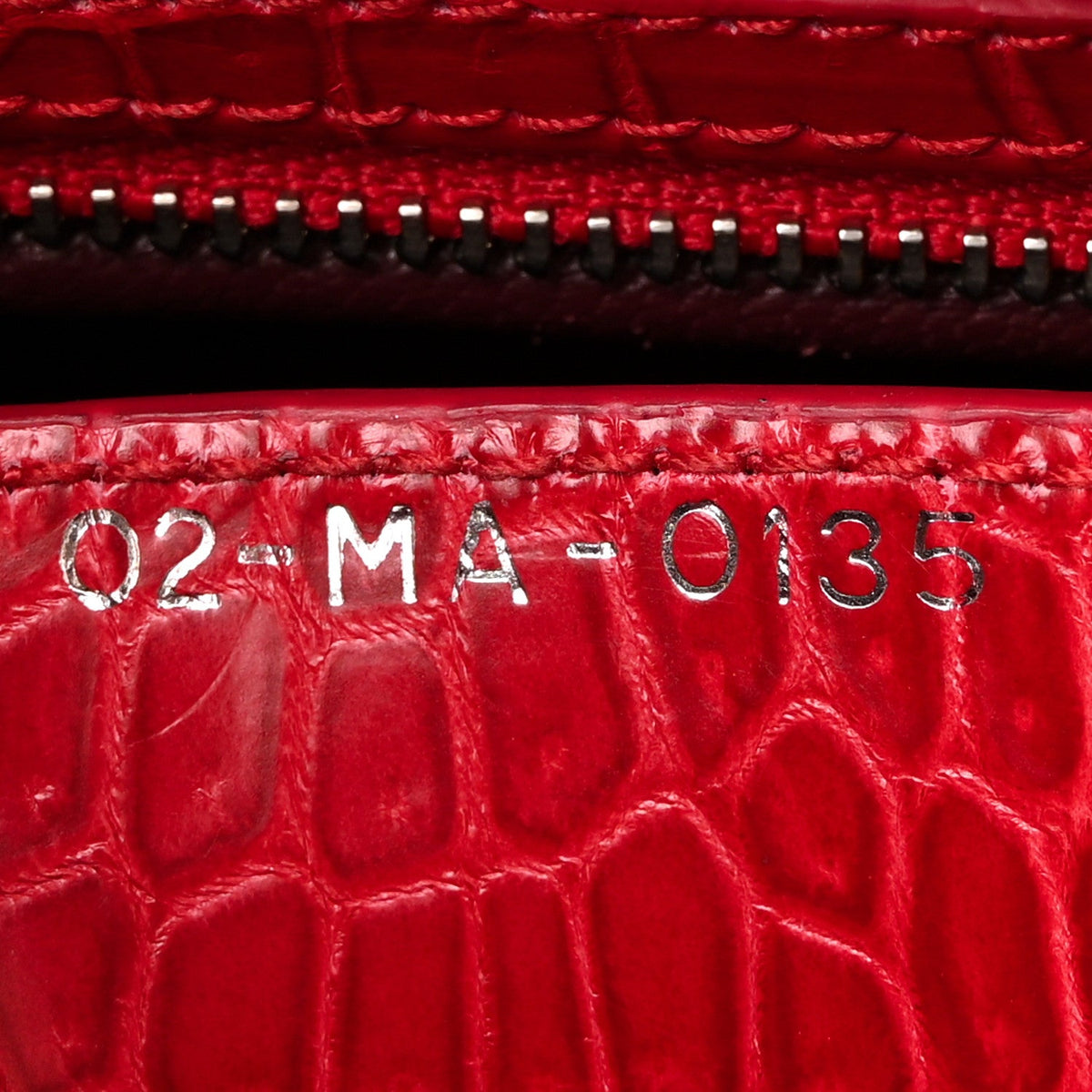 Alligator Medium Lady Dior Red