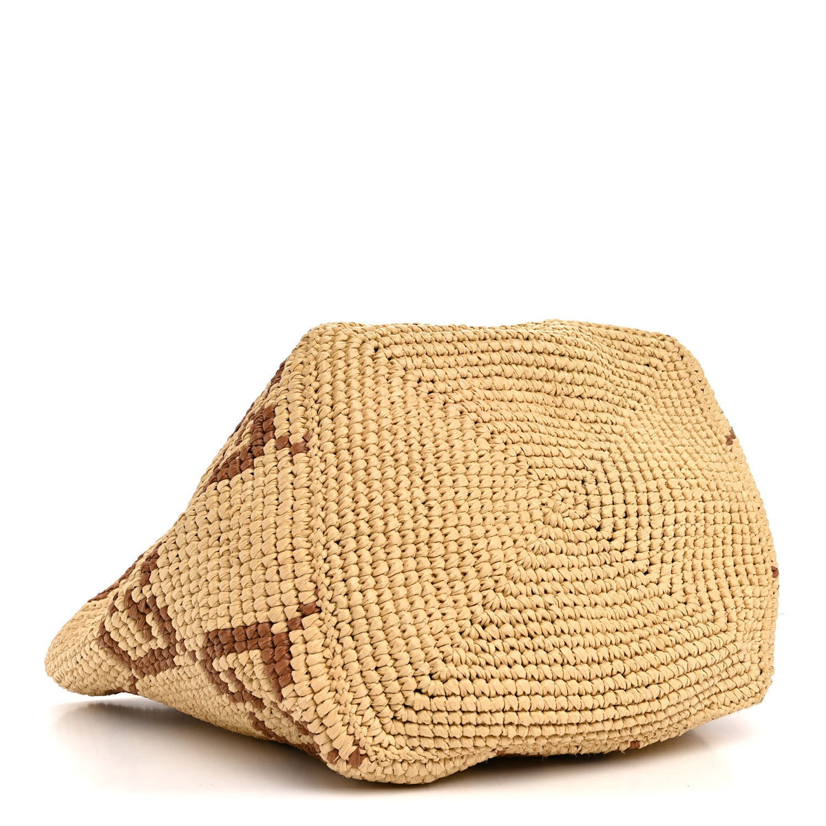 Raffia Woven Monogram Jumbo Medium Tote Natural Brown