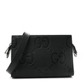Monogram Jumbo GG Textured Dollar Calfskin Crossbody Bag Black