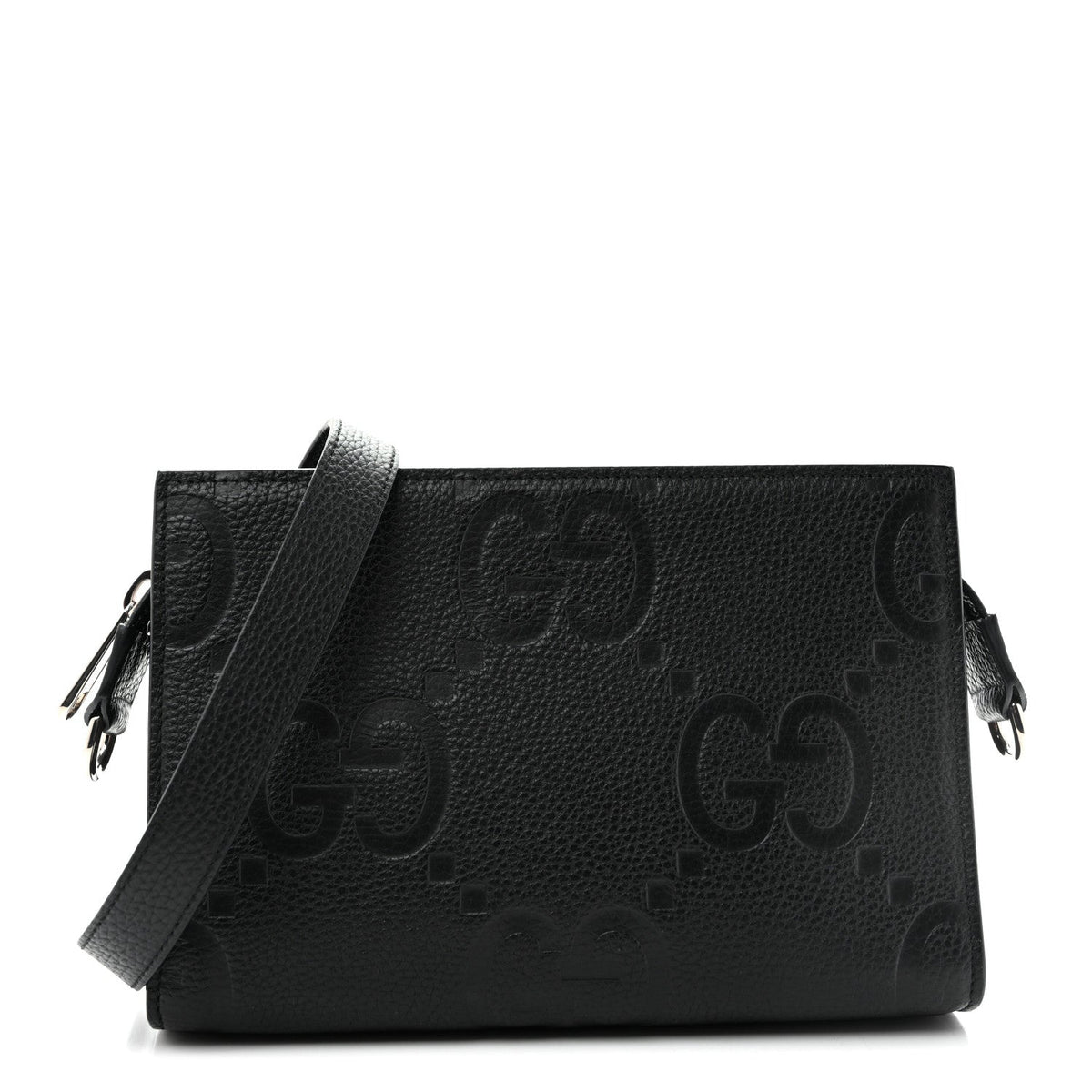 Monogram Jumbo GG Textured Dollar Calfskin Crossbody Bag Black