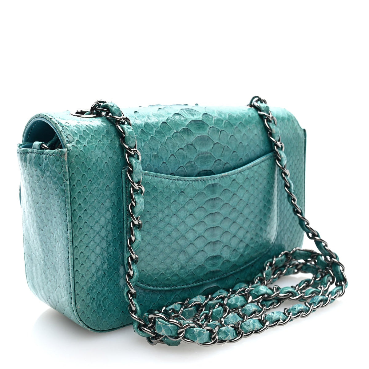 Snakeskin Mini Rectangular Flap Blue