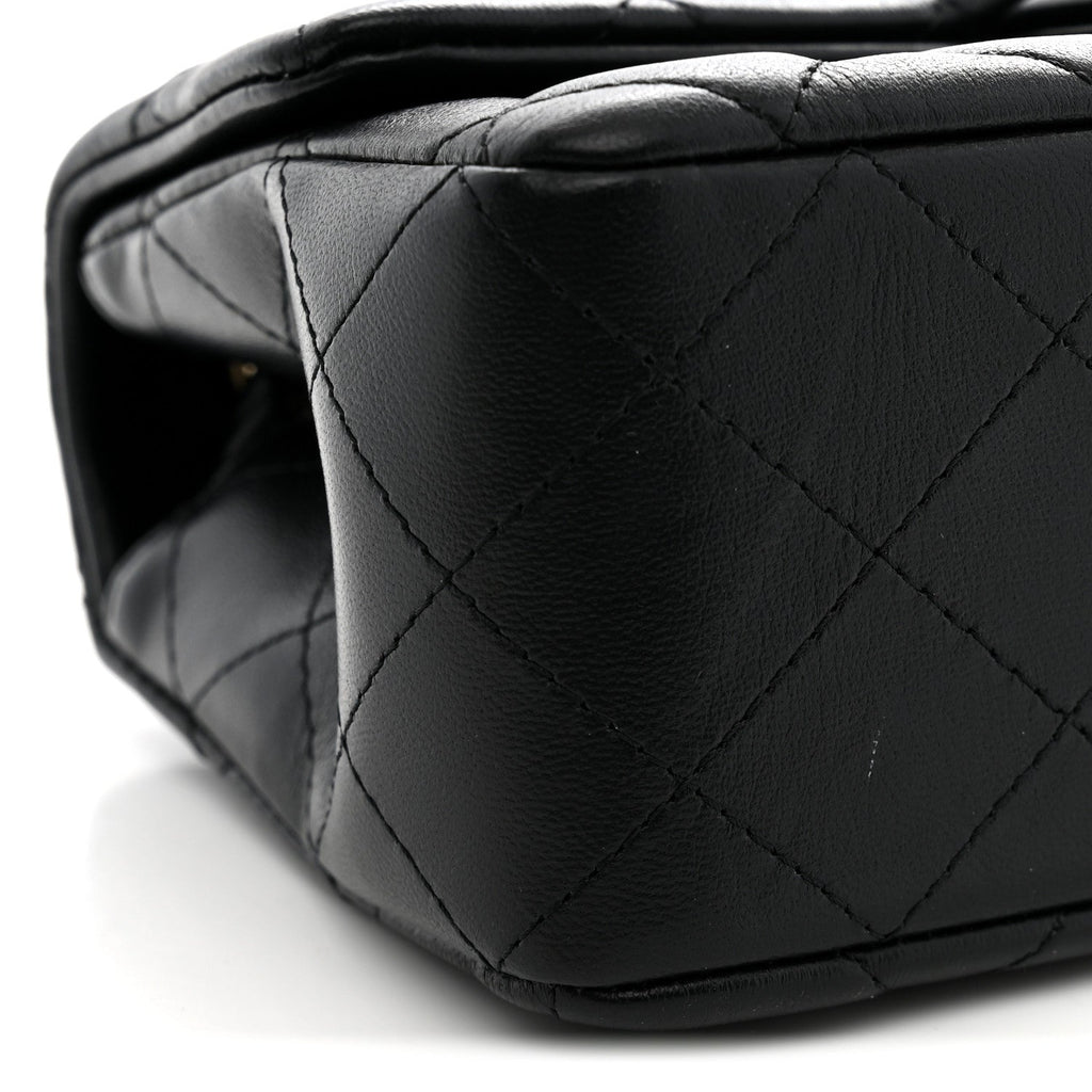 Lambskin Quilted Mini Rectangular Flap Black