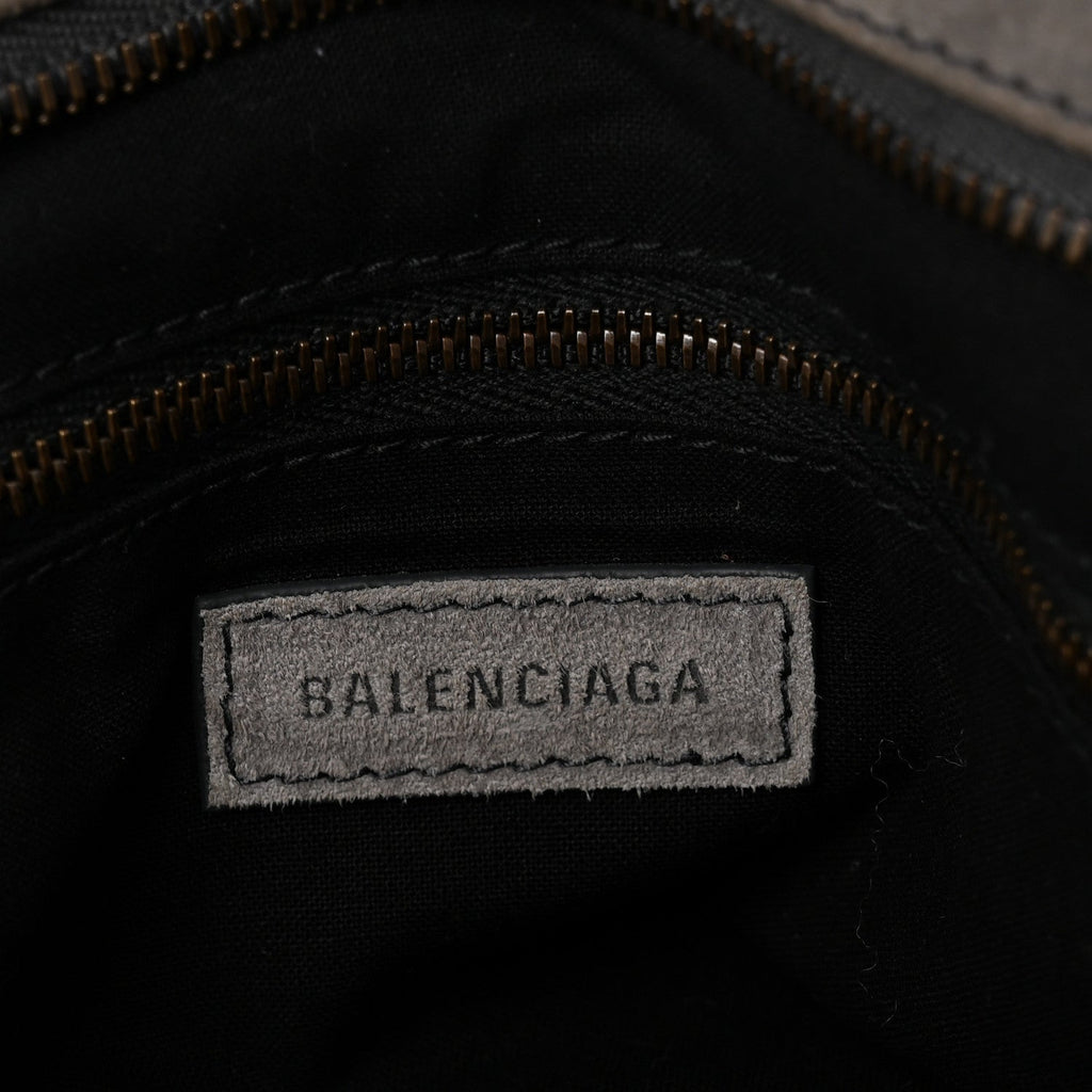 Waxed Suede Calfskin Classic Hardware Medium Le City Storm Grey