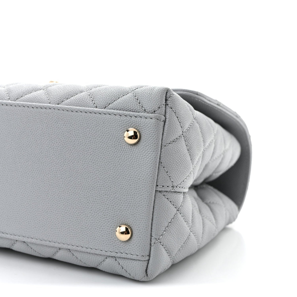 Caviar Lizard Embossed Quilted Small Coco Handle Flap Light Grey