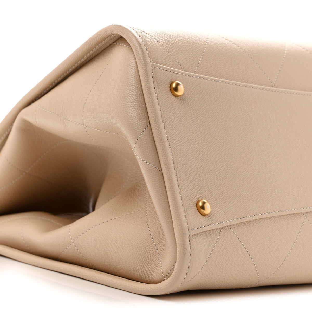 Caviar Stitched Pocket CC Large Tote Beige