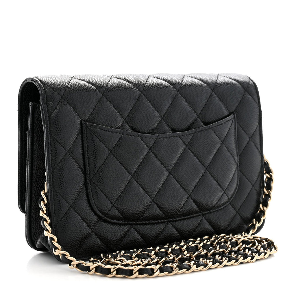 Caviar Quilted French New Wave Chain CC Wallet On Chain WOC Black