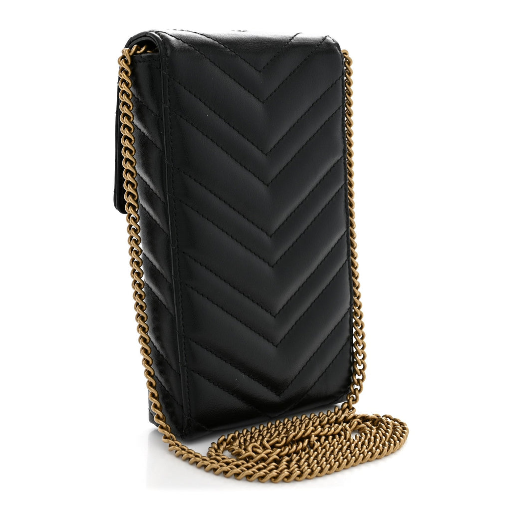 Calfskin Small GG Marmont Phone Crossbody Bag Black