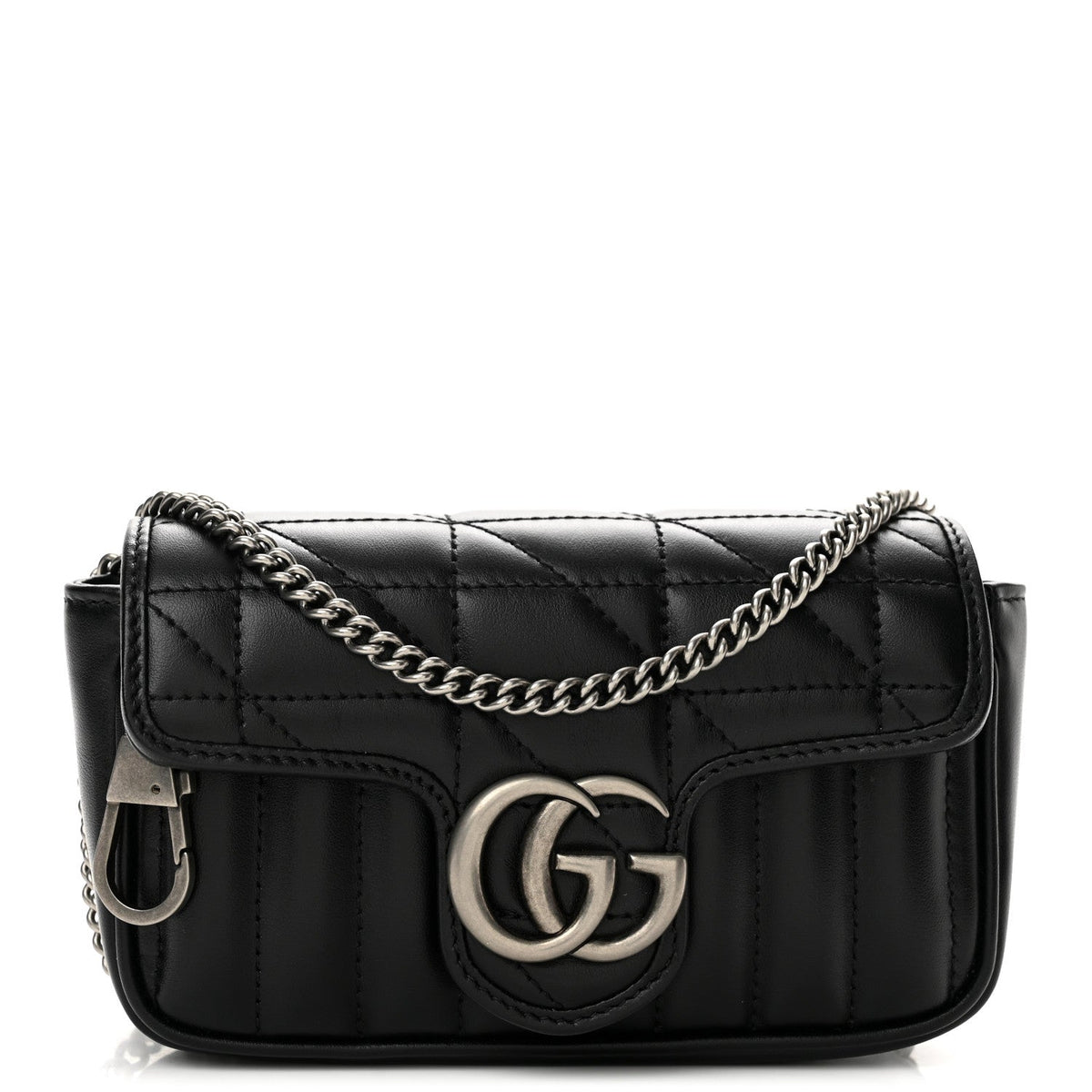 Calfskin Matelasse Aria Super Mini GG Marmont Shoulder Bag Black