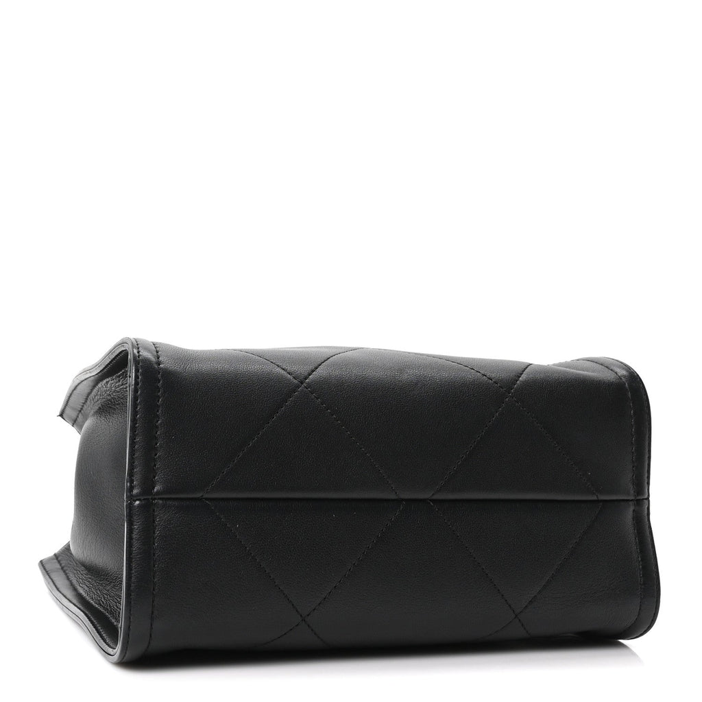 Calfskin Stitched Small Shopping Bag Black