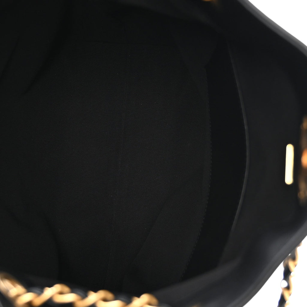 Calfskin Quilted Large Coco Base Shopping Bag Black