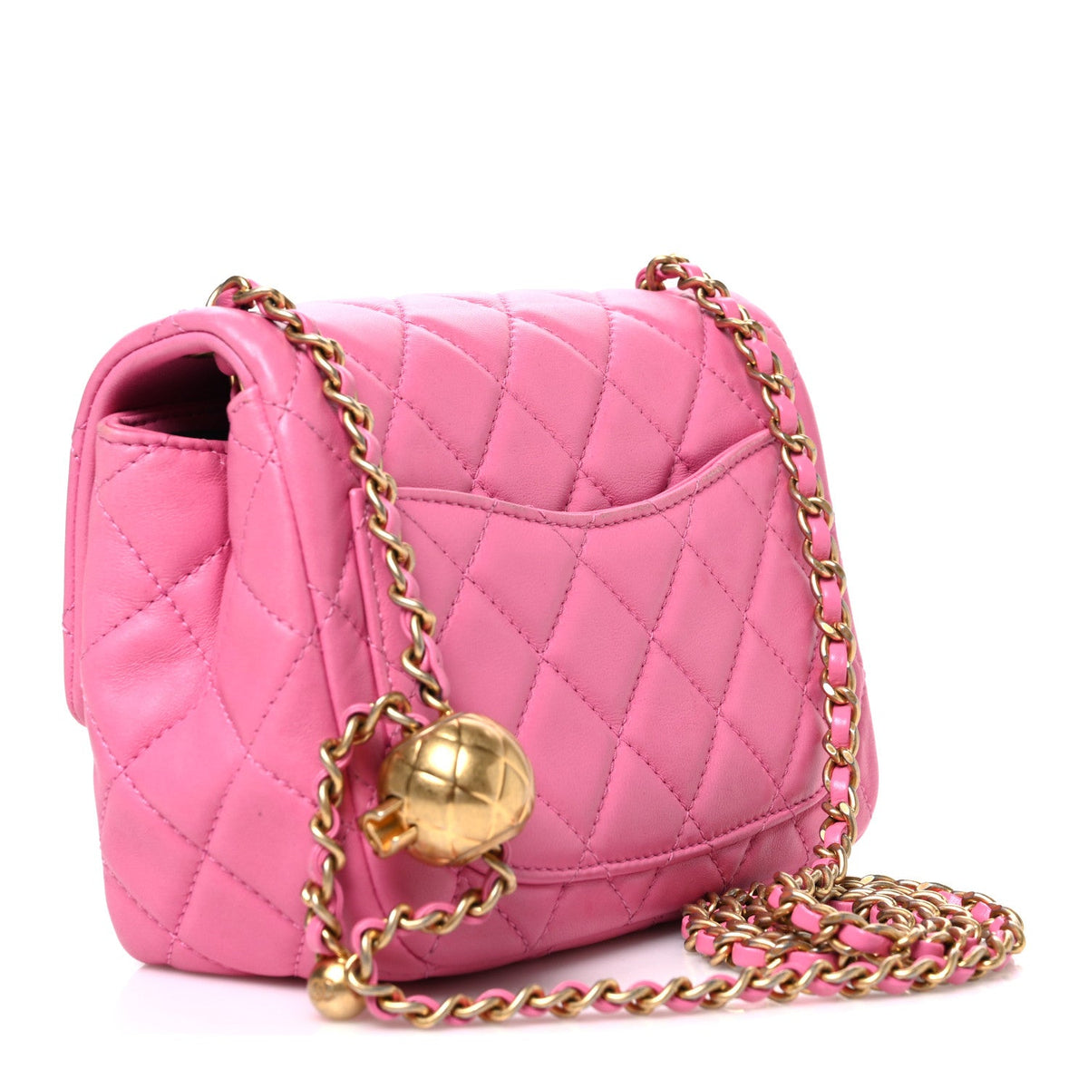 Lambskin Quilted Mini Pearl Crush Flap Pink
