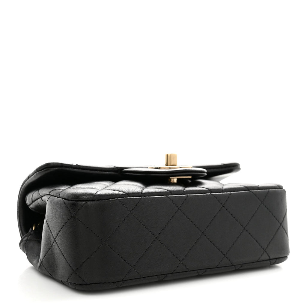 Lambskin Quilted Extra Mini Flap Black