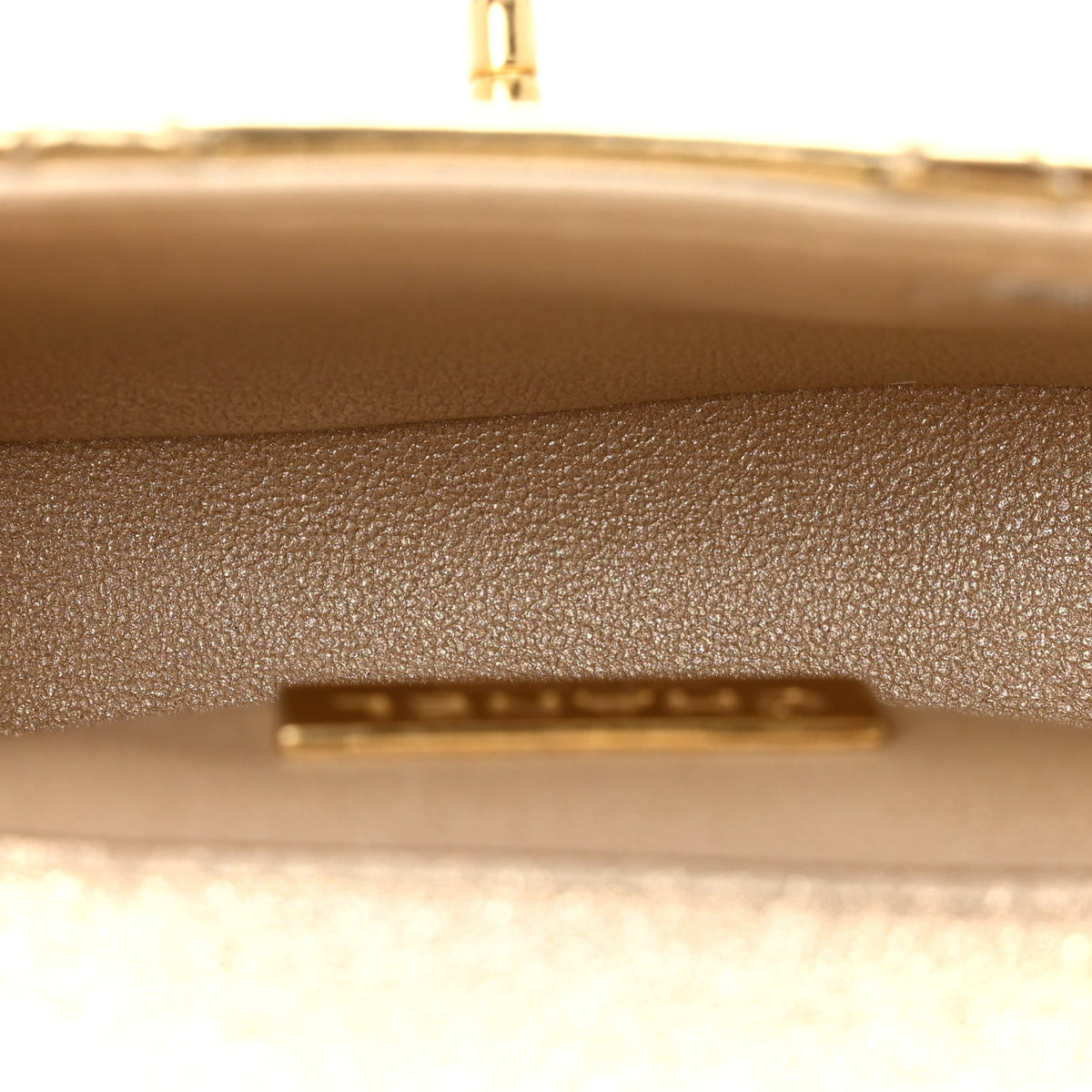 Mirror Metallic Calfskin Quilted Mini Top Handle Flap Gold