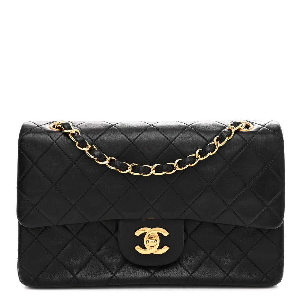 Lambskin Quilted Small Double Flap Black