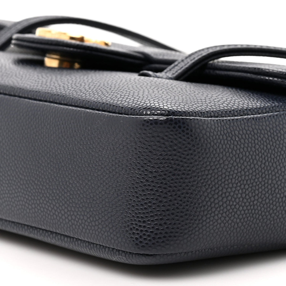 Shiny Caviar Mini Preppy Coco Shoulder Bag Dark Blue
