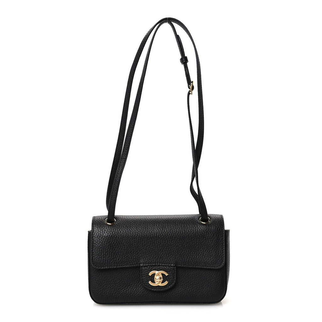 Grained Calfskin Mini Souplissimo Maxi Flap Black