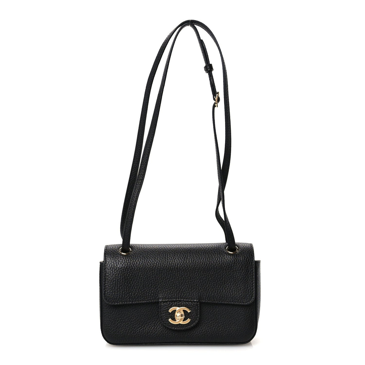 Grained Calfskin Mini Souplissimo Maxi Flap Black