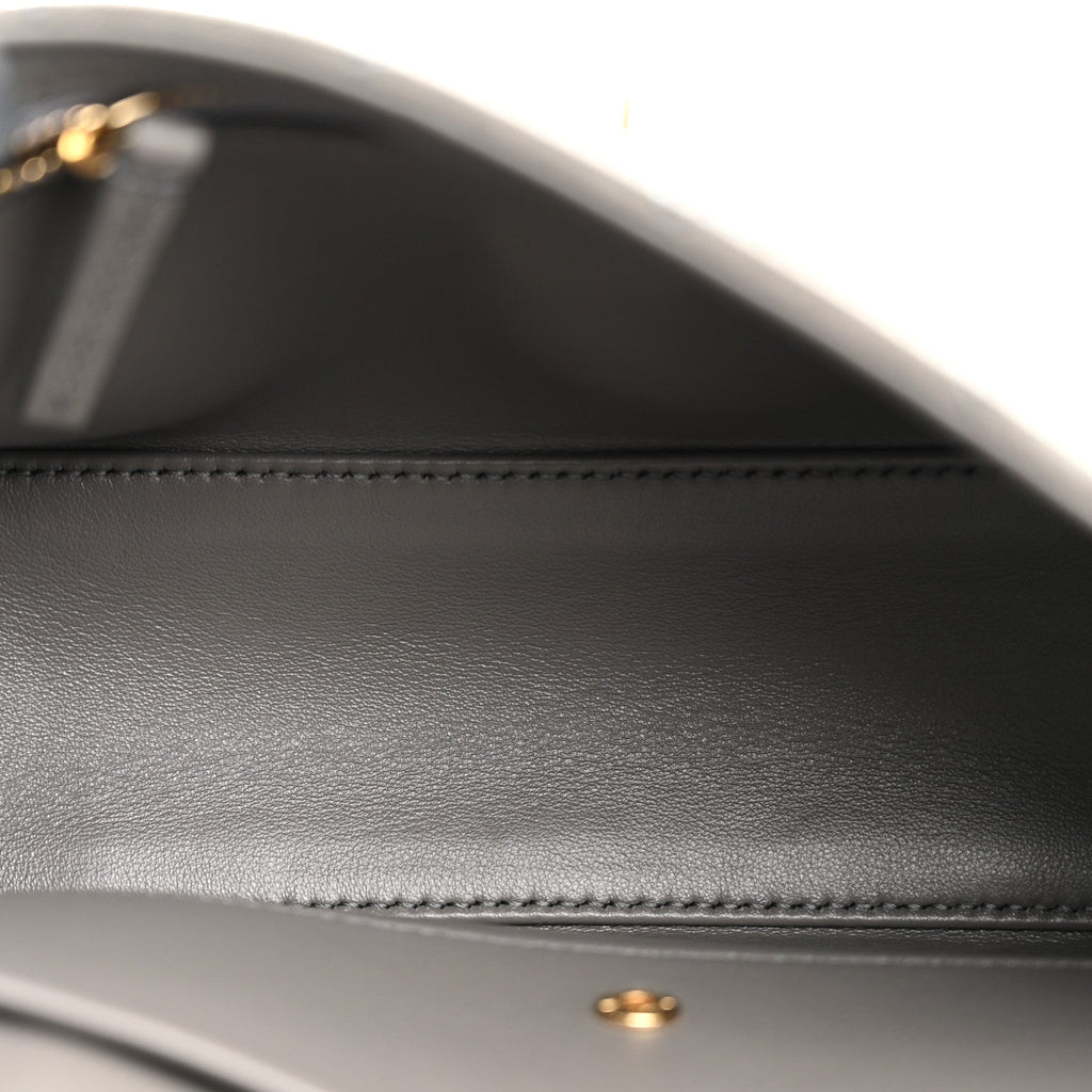 Suede Calfskin Mini Souplissimo Flap Dark Grey