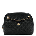 Lambskin Quilted Large Camera Case Black
