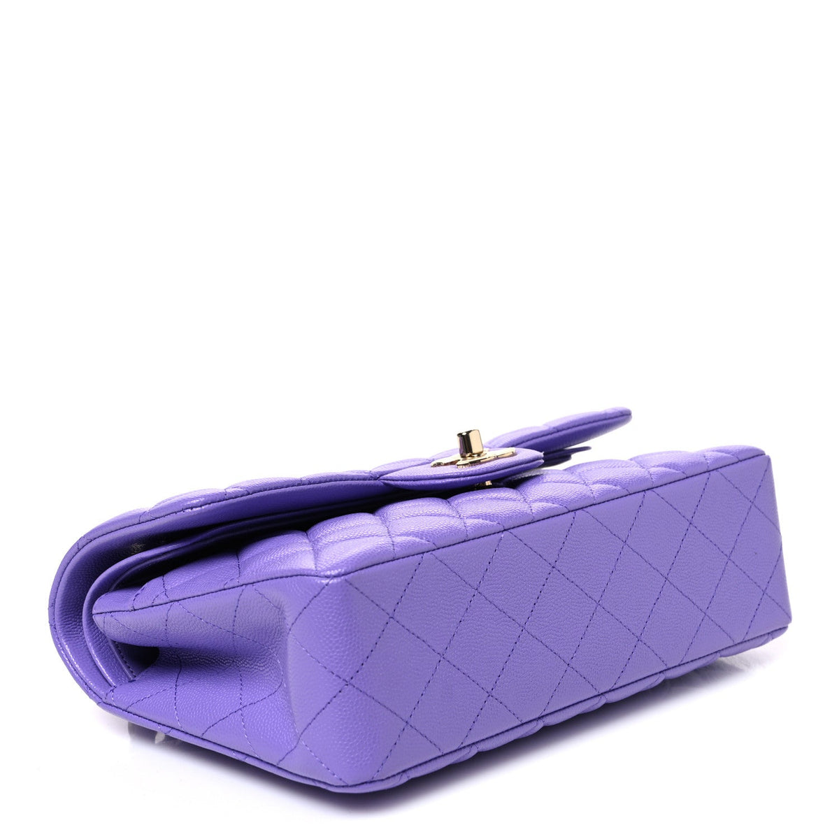 Caviar Quilted Small Double Flap Purple