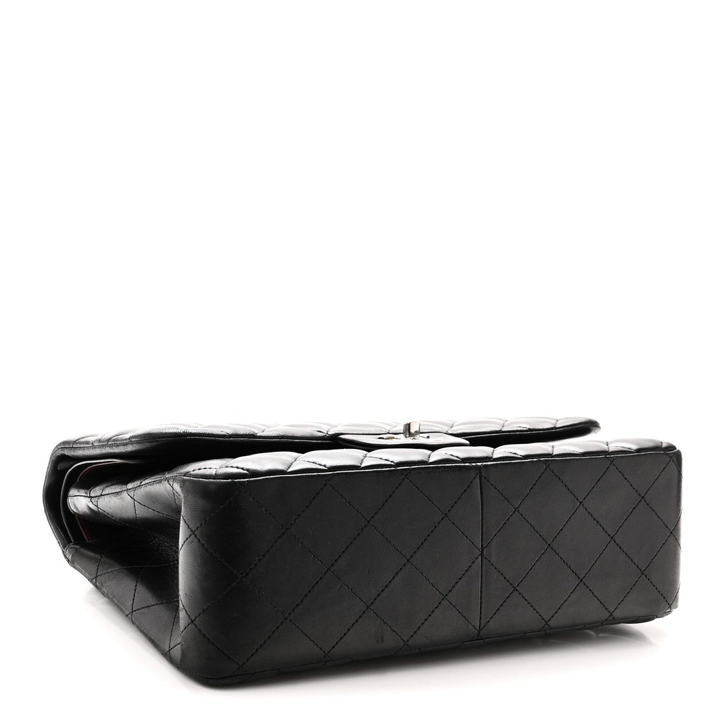 Lambskin Quilted Jumbo Double Flap Black