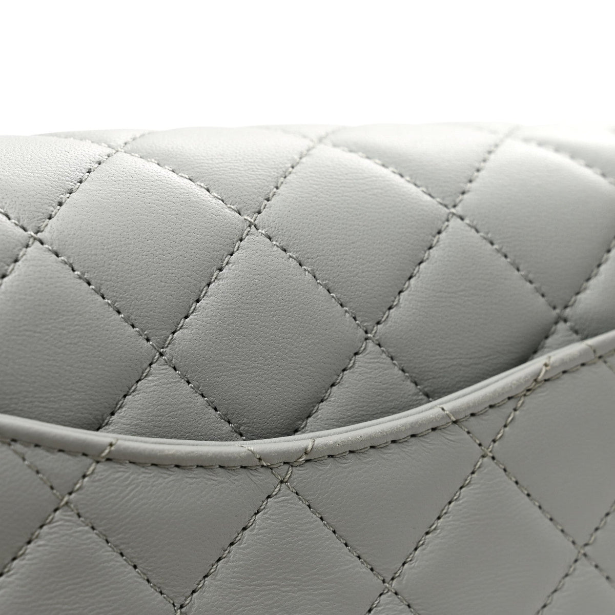 Lambskin Quilted Mini Rectangular Pearl Crush Flap Grey